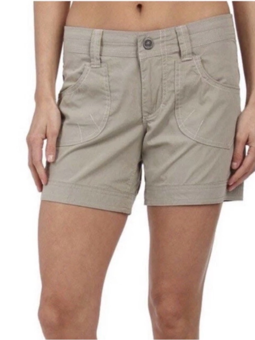 Kuhl Tan Kontra Shorts 6” Size 8 Stretch Outdoor Hiking Pockets Gorpcore Womens